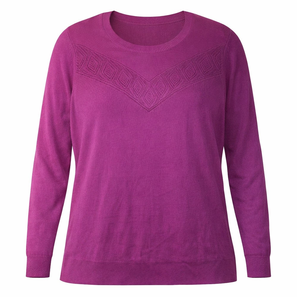 Daniel Rainn Women’s Purple Knit Sweater Long Sleeve Textured Lightweight Top 3X
